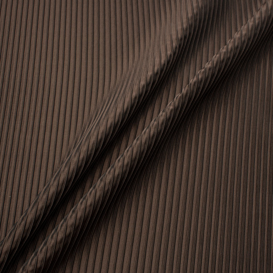 Brown Ridged Polyester | Stretch Blend Fabric