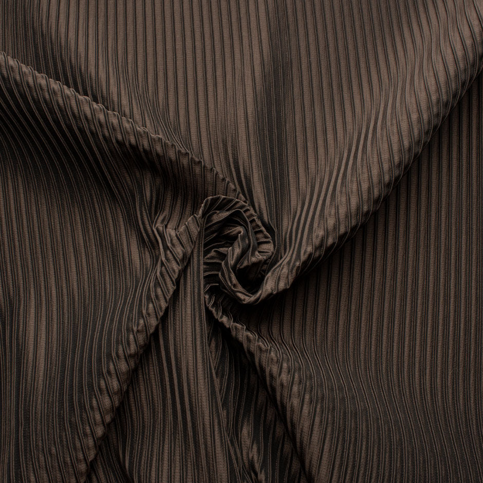 Brown Ridged Stretch Polyester