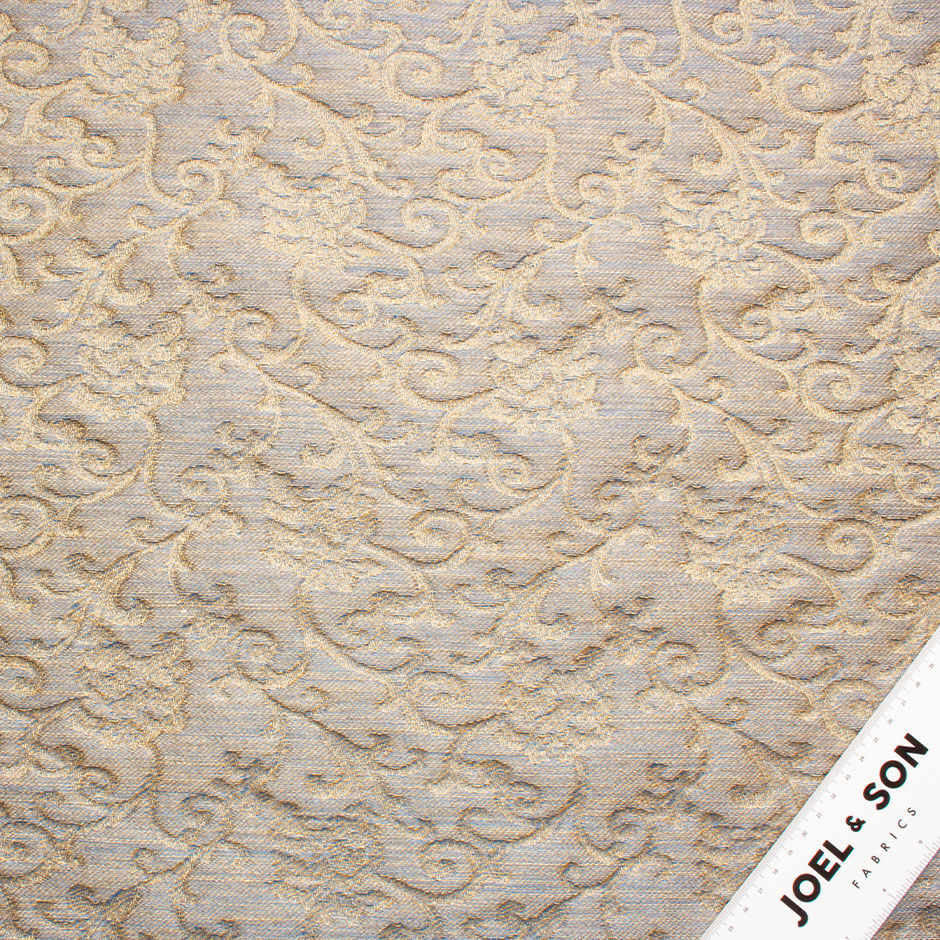 Blue & Gold Lurex Jacquard Brocade