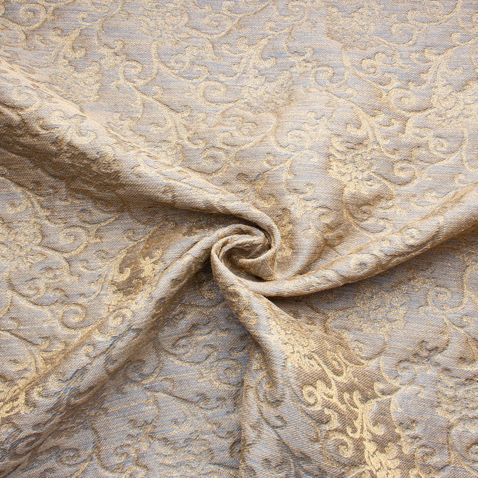 Blue & Gold Lurex Jacquard Brocade