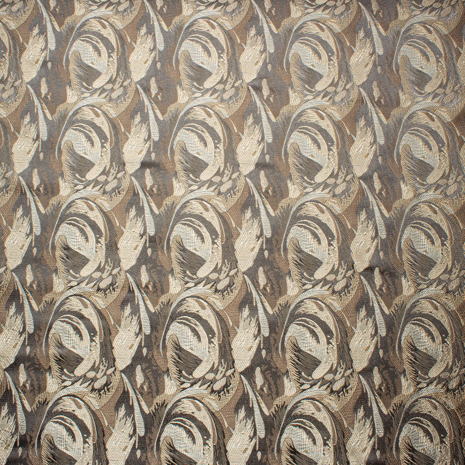 Deep Taupe & Gold Abstract Jacquard Brocade