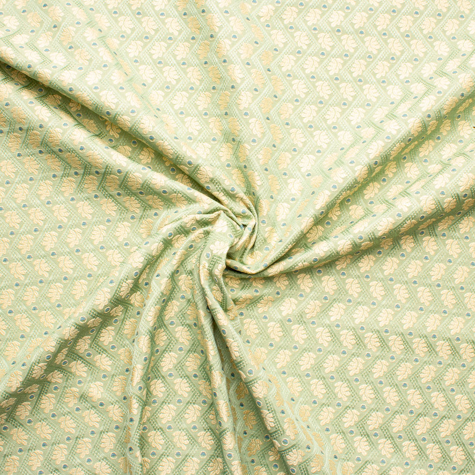 Yellow Leaf Jacquard Green Brocade