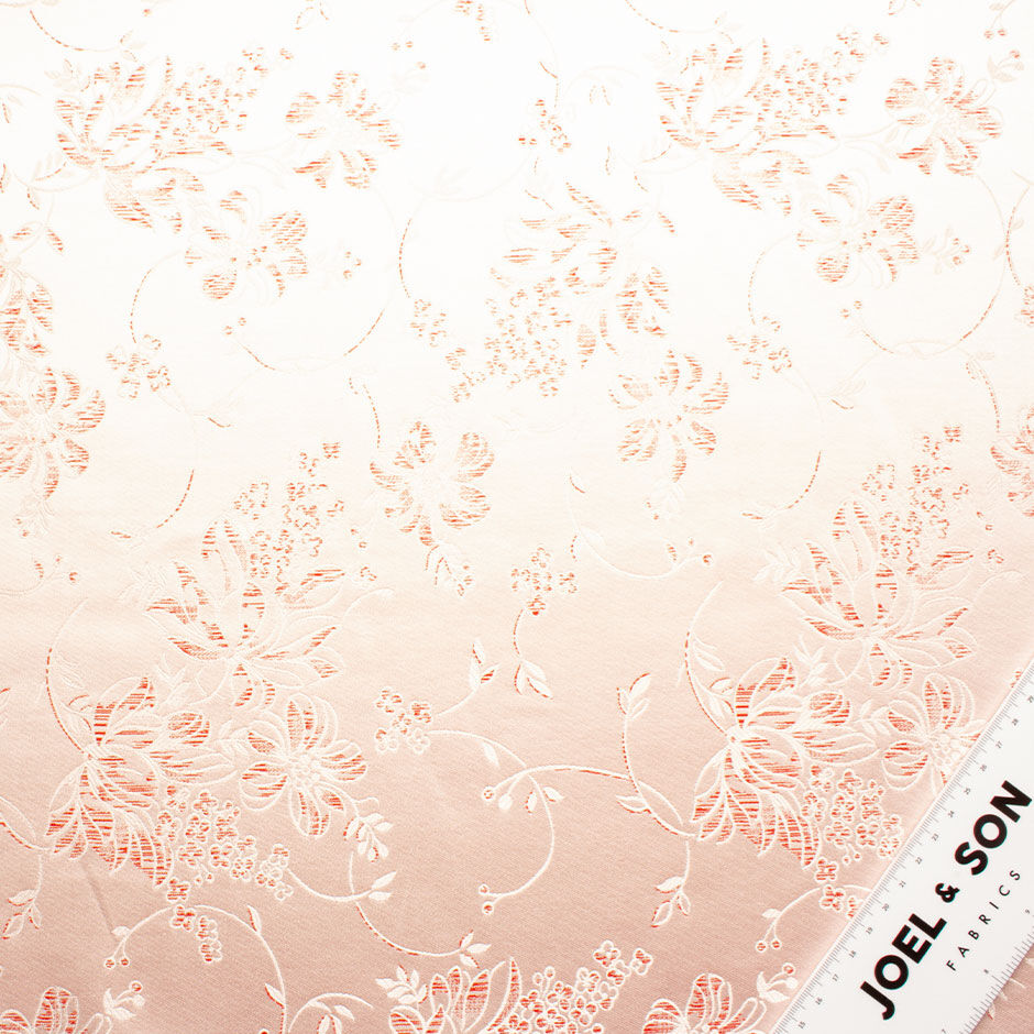 Coral & Pink Floral Pure Silk Jacquard Brocade