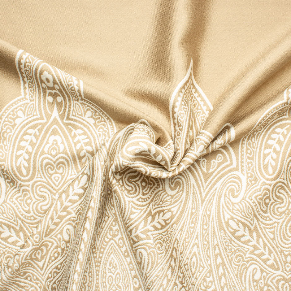 Beige & Ivory Patterned Panelled Brocade