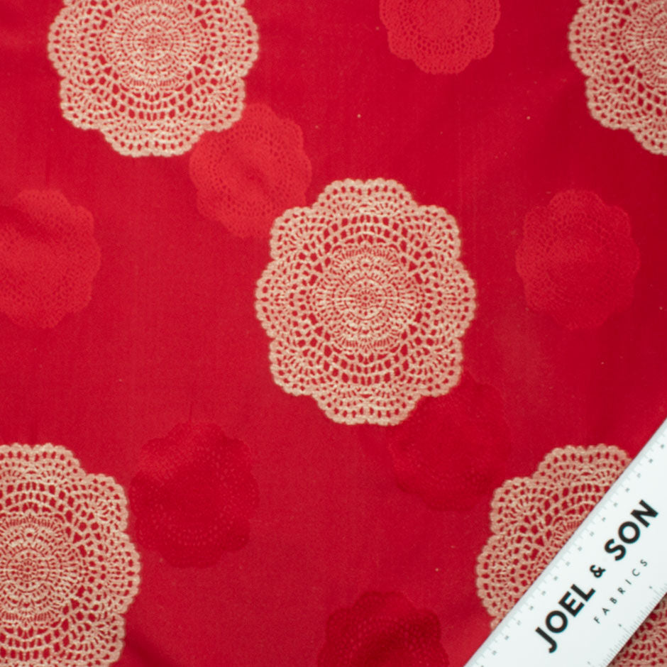 Lipstick Red Jacquard Faille