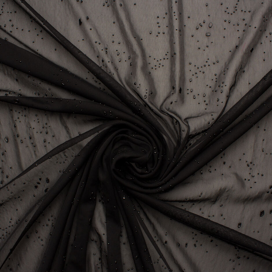 Black Nylon Jersey With Rubber Droplets