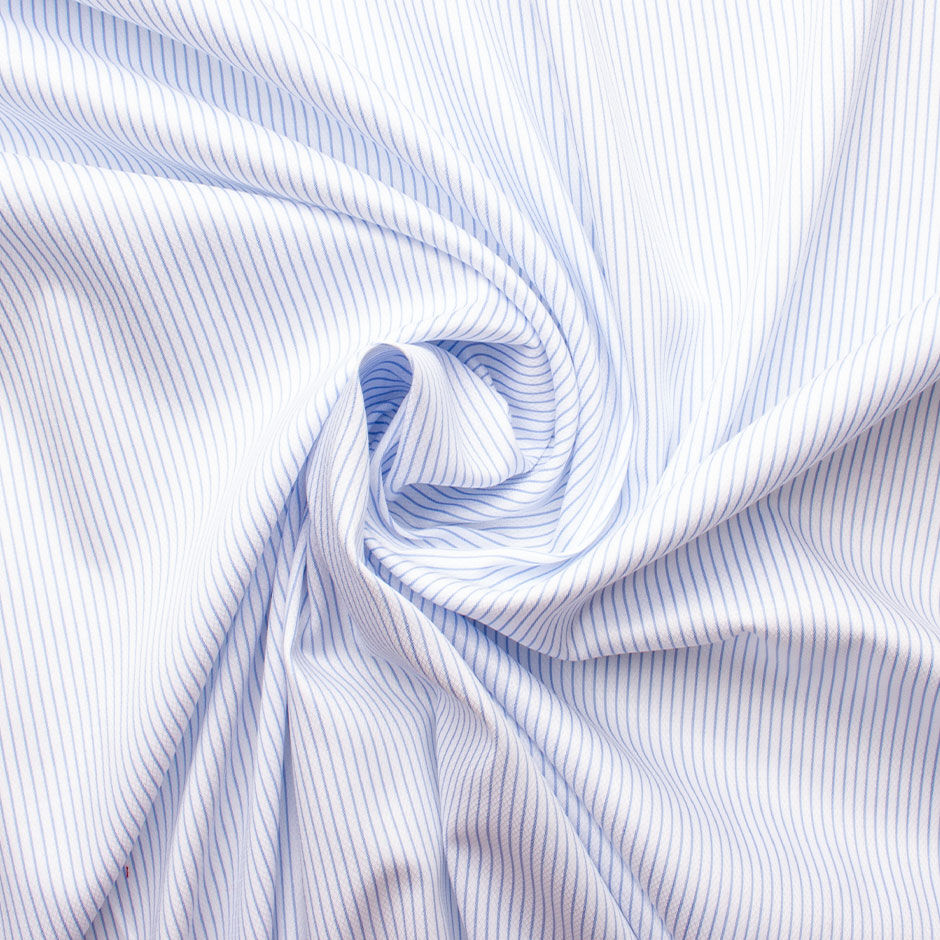 Thin Blue Striped Superfine Cotton Shirting Fabric