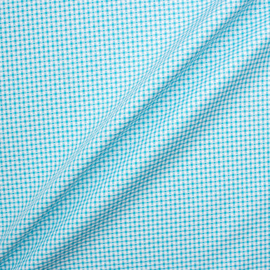 Turquoise Checkered Superfine Cotton Shirting Fabric
