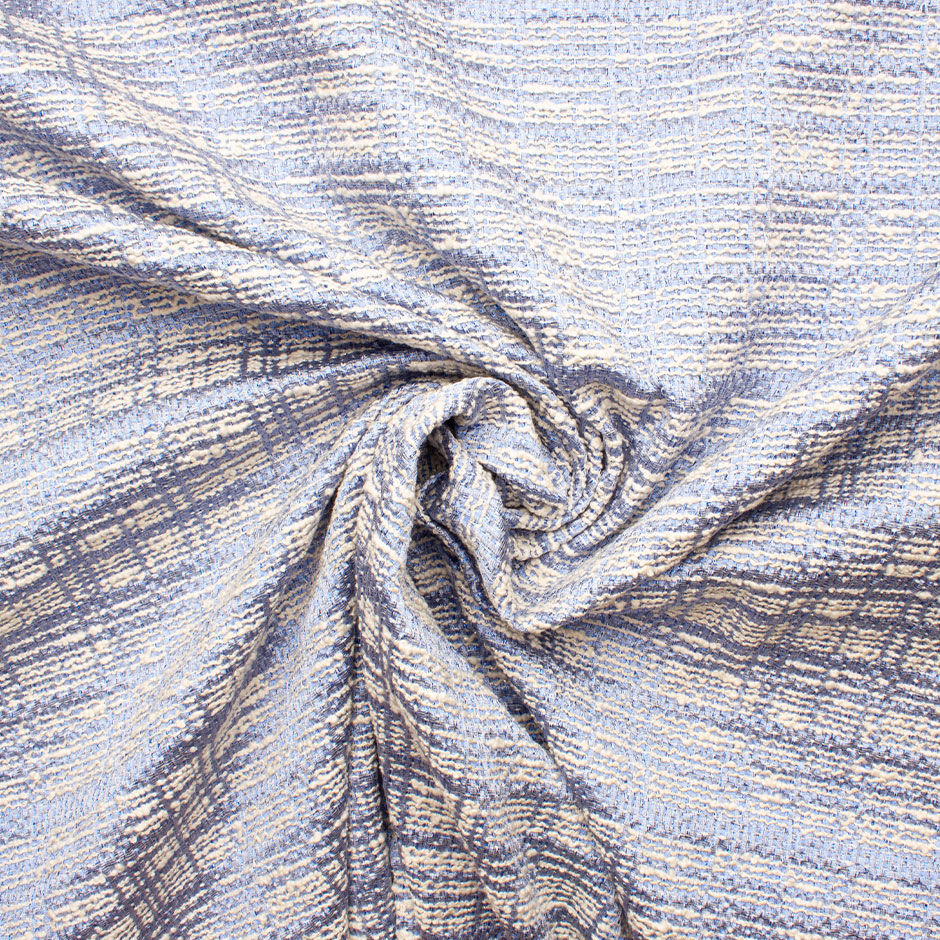 Periwinkle Blue & Ivory Metallic Bouclé Fabric