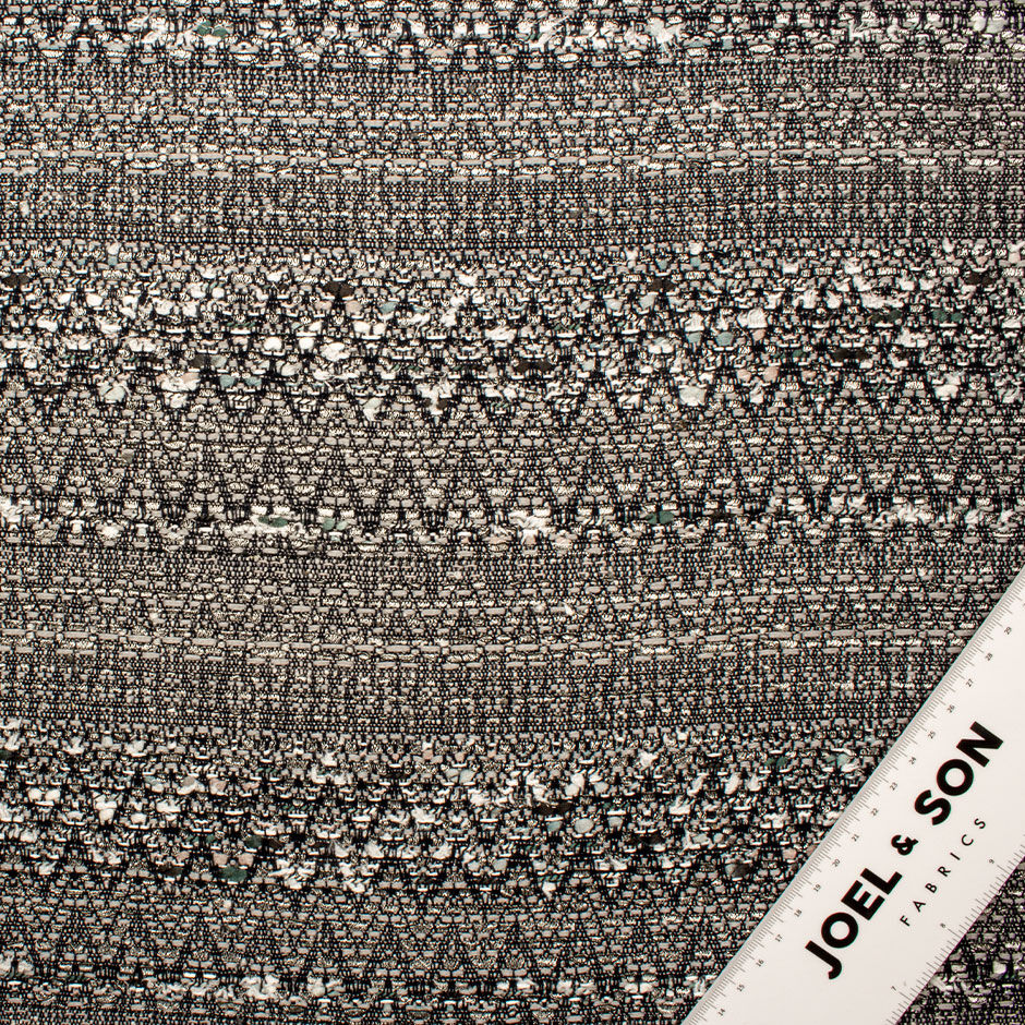 Midnight Blue & Grey Metallic Bouclé Fabric