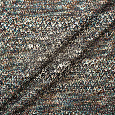 Midnight Blue & Grey Metallic Bouclé Fabric