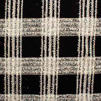 Black, Ivory & Silver Metallic Checkered Bouclé Fabric