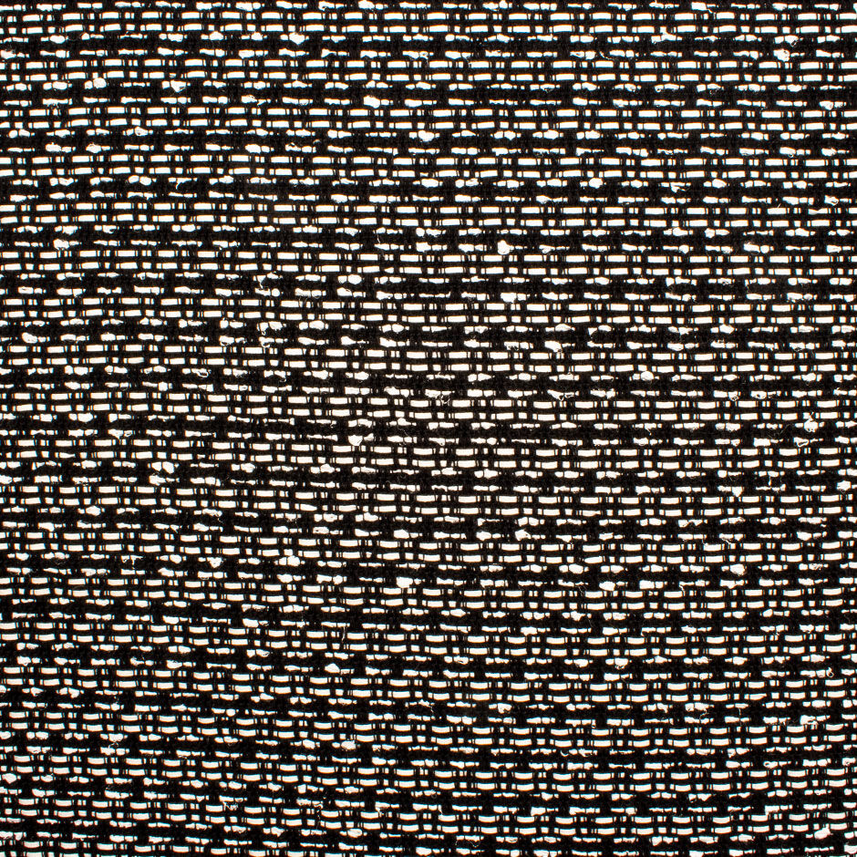 White Woven Black Cotton Blend Bouclé Fabric