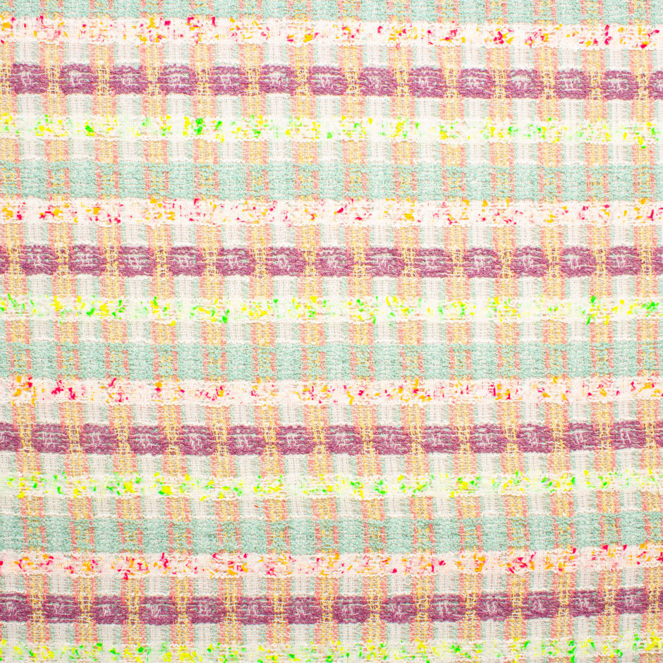 Multi-Coloured Cotton Blend Bouclé Fabric