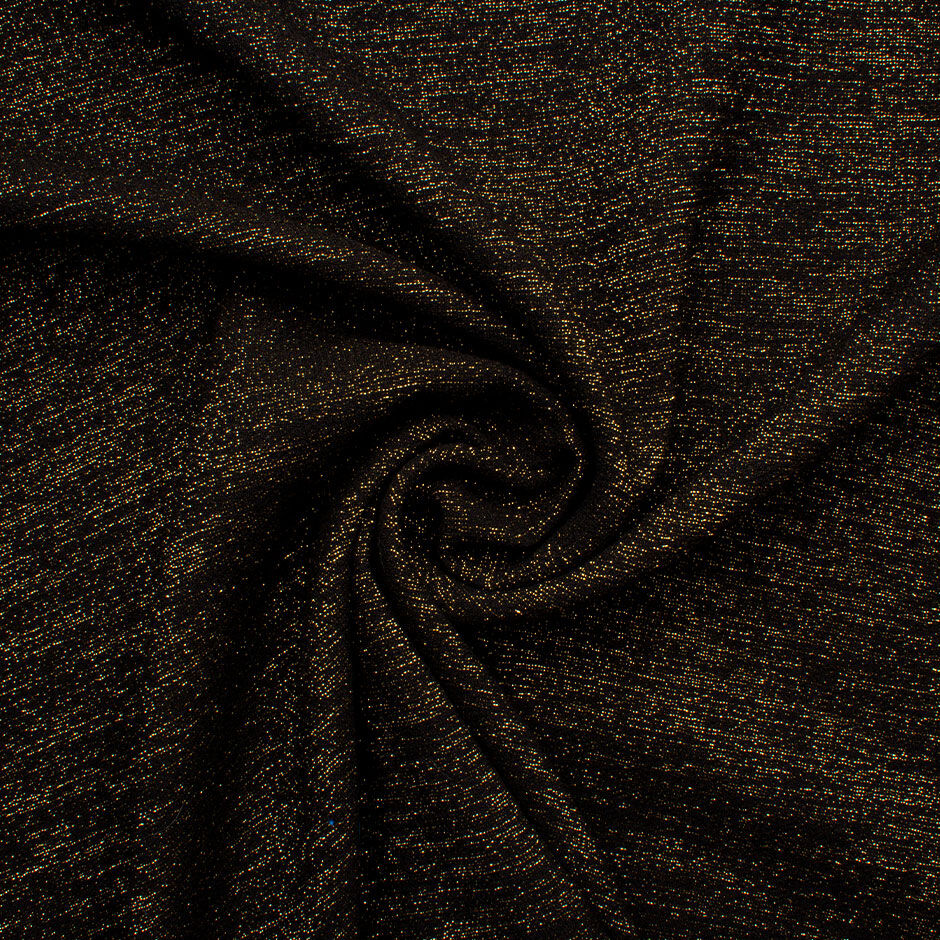 Black & Gold Metallic Double Wool Fabric