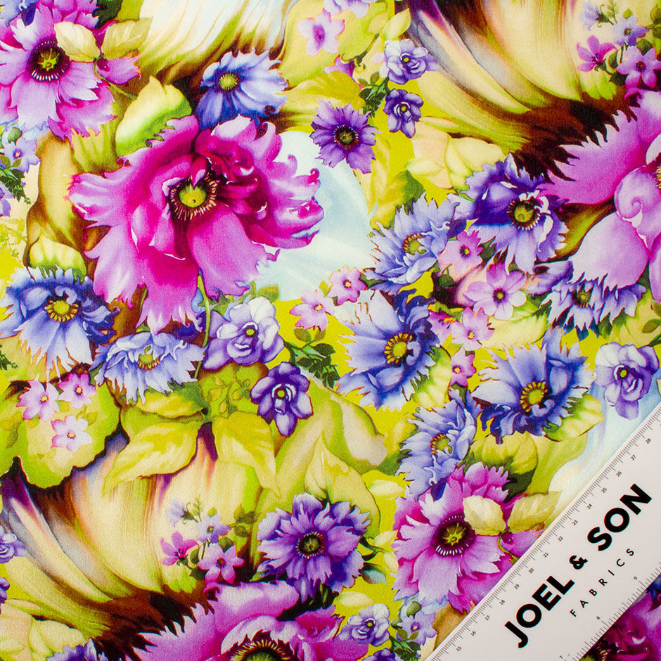 Purple & Periwinkle Blue Silk Crêpe de Chine Fabric