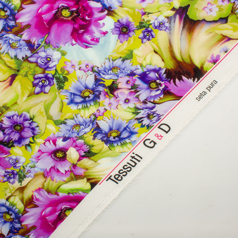 Purple & Periwinkle Blue Silk Crêpe de Chine Fabric