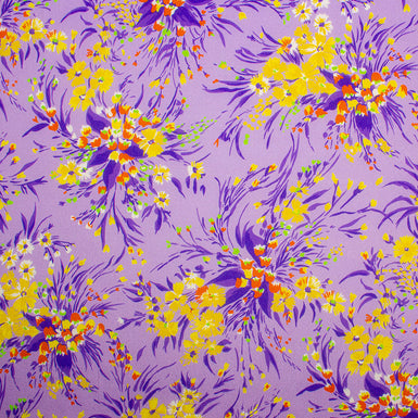 Lilac Floral Printed Silk Crêpe de Chine (A 1.75m Piece)
