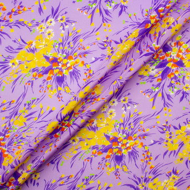 Lilac Floral Printed Silk Crêpe de Chine (A 1.75m Piece)