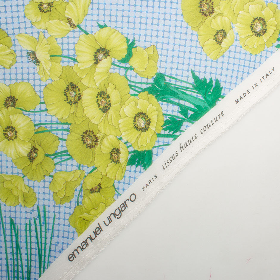 Yellow Poppy Printed Pure Silk Chiffon (A 2m Piece)