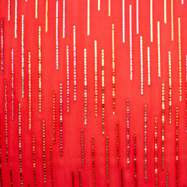 Metallic Lined Ruby Red Silk Georgette