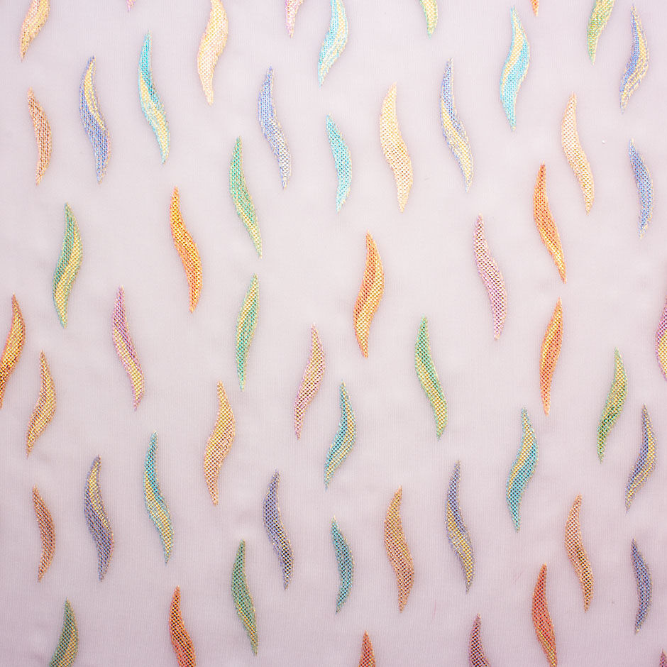 Multi-Coloured Metallic Pale Pink Silk Georgette (A 1.95m Piece)