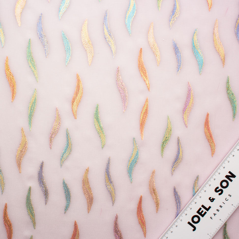 Multi-Coloured Metallic Pale Pink Silk Georgette (A 1.95m Piece)