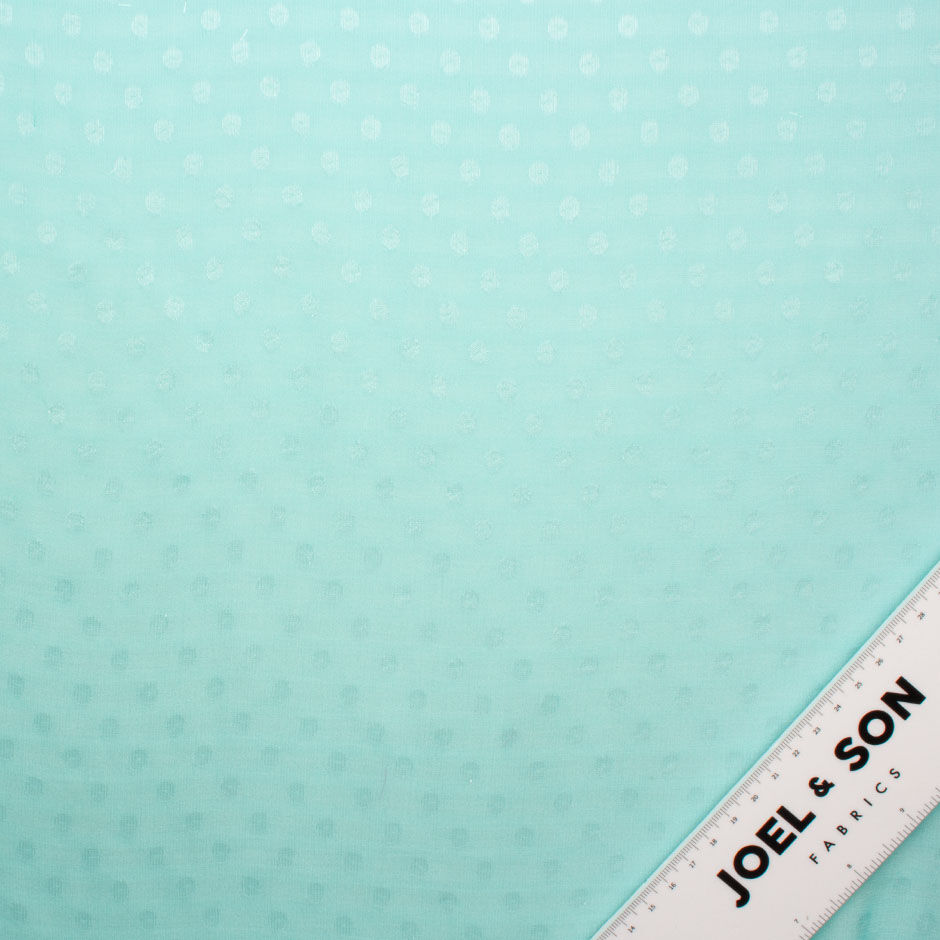 Soft Turquoise Metallic Spotted Silk Georgette Fabric