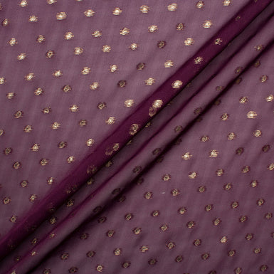 Large Gold Spotted Plum Silk Georgette