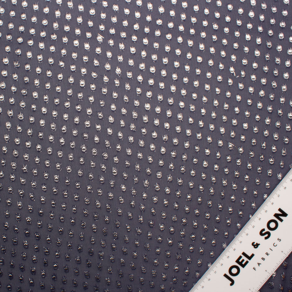 Gold Spotted Dark Blue Silk Georgette