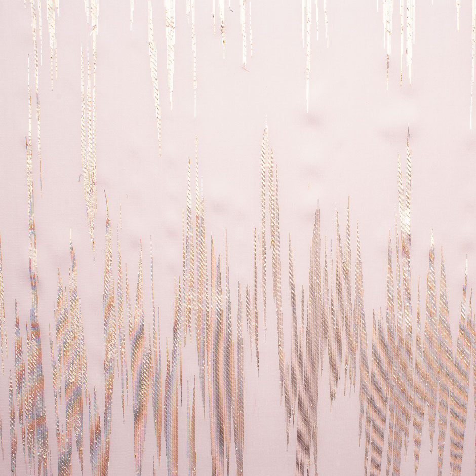 Gold Metallic & Ballet Pink Silk Georgette