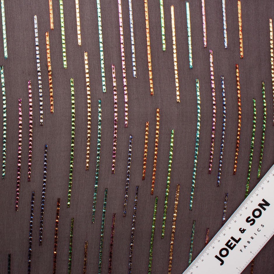 Multi-Coloured Metallic Lined Grenache Silk Georgette