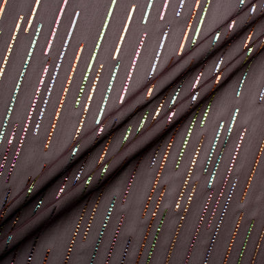 Multi-Coloured Metallic Lined Grenache Silk Georgette