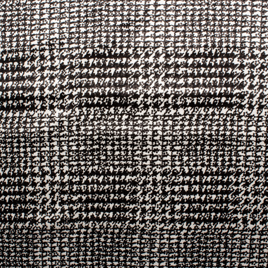 Monochrome Prince of Wales Laminated Silk Satin (A 2.10m Piece)