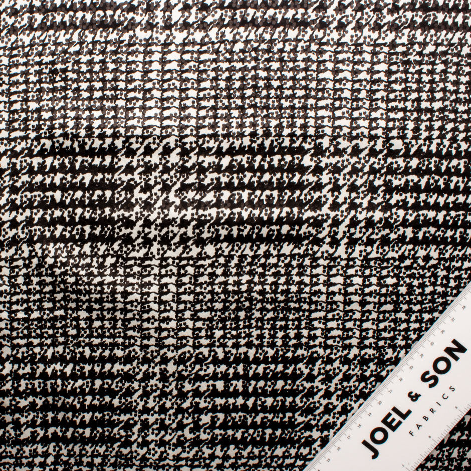 Monochrome Prince of Wales Laminated Silk Satin (A 2.10m Piece)