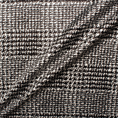 Monochrome Prince of Wales Laminated Silk Satin Fabric