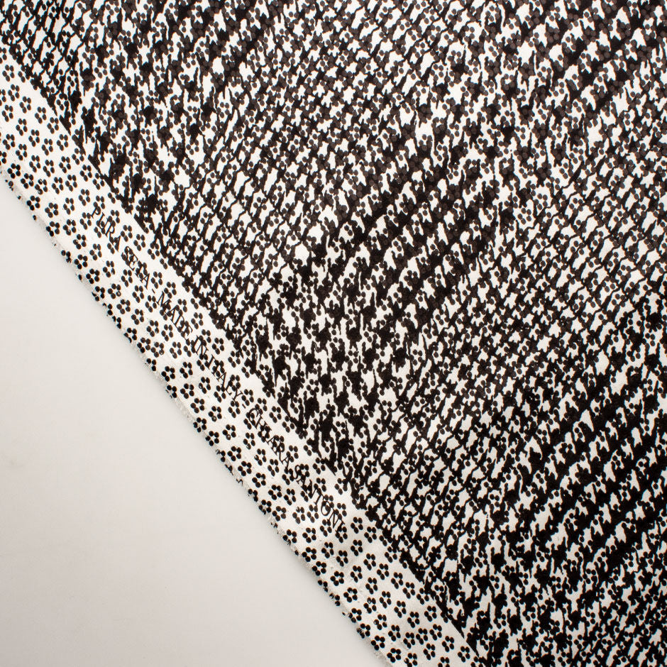 Monochrome Prince of Wales Laminated Silk Satin (A 2.10m Piece)