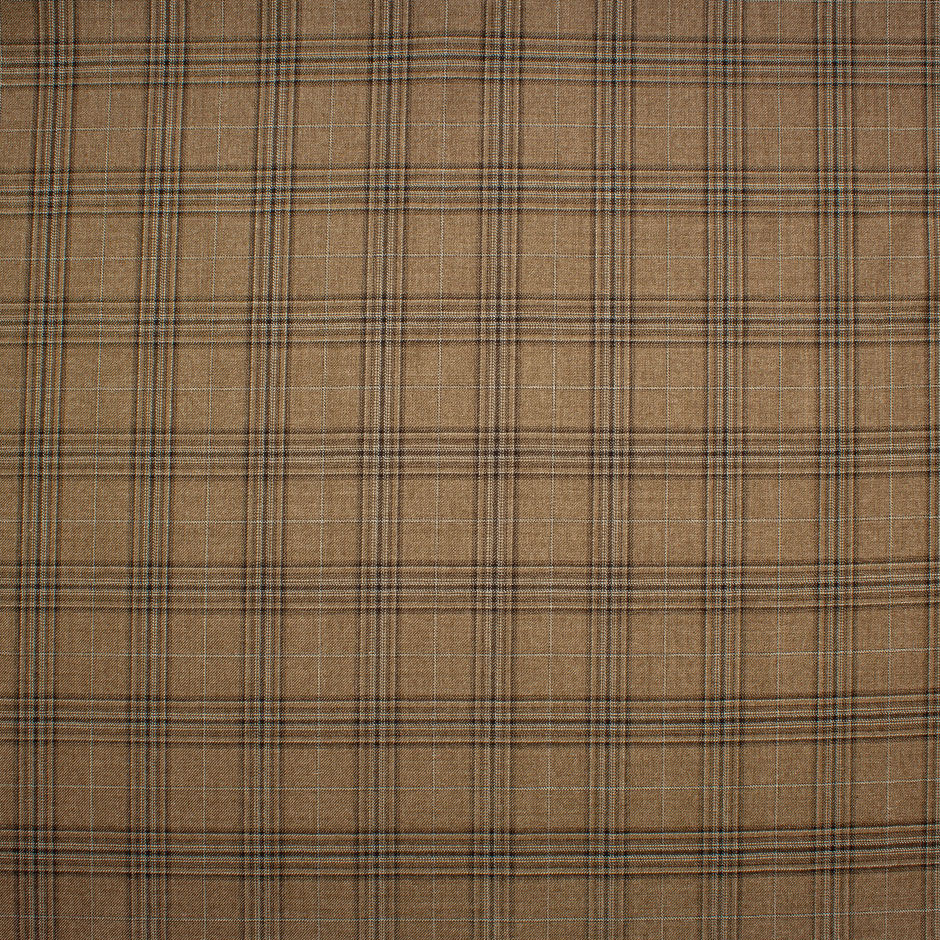 Mid Brown Checkered Cashmere & Silk Blend Suiting