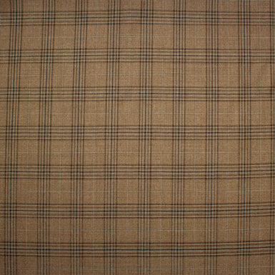 Mid Brown Checkered Cashmere & Silk Blend Suiting