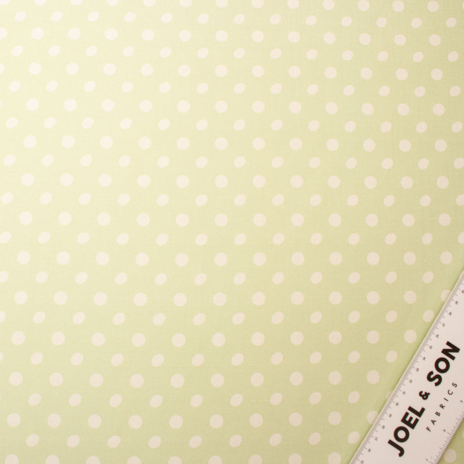 White Spotted Pale Green Silk Shantung