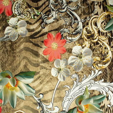 Animal & Floral Printed Silk Satin Backed Crêpe