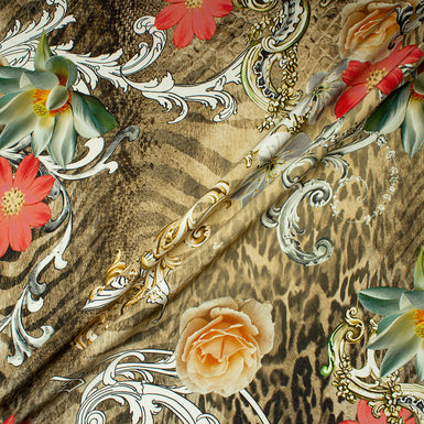 Animal & Floral Printed Silk Satin Backed Crêpe