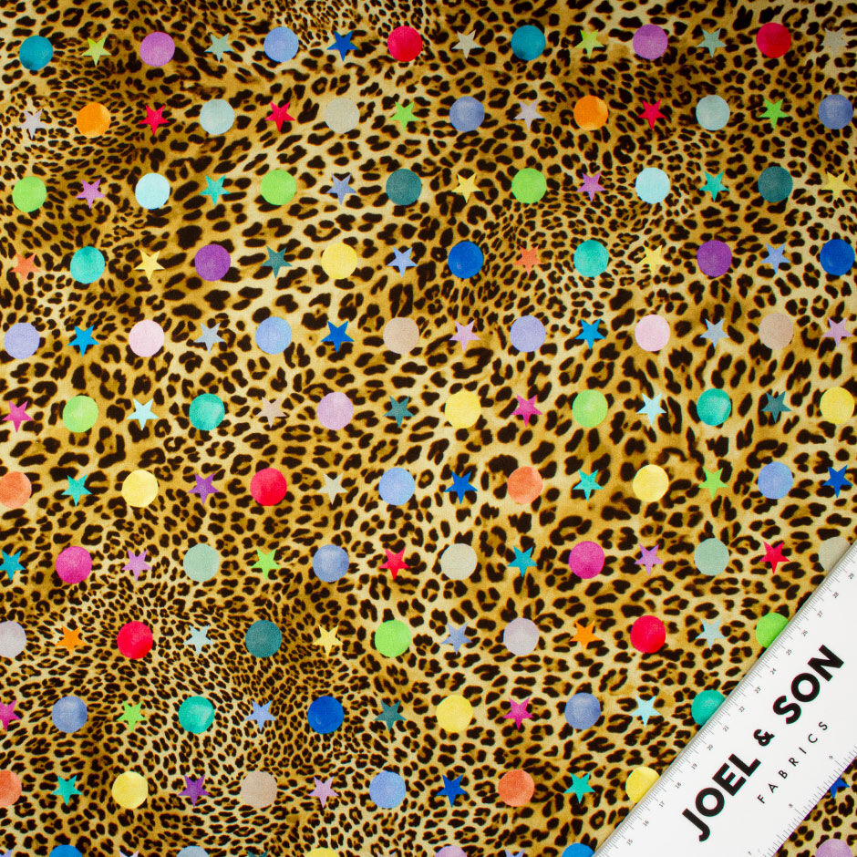 Small Stars & Spots Light Brown Animal Printed Cotton