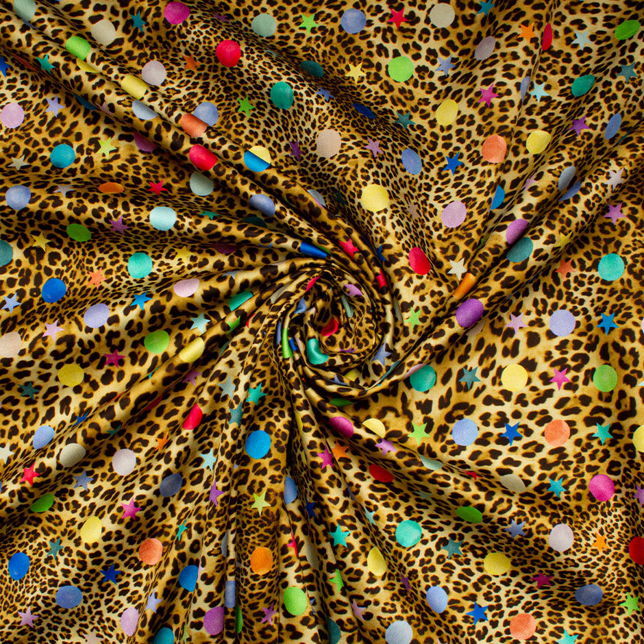 Small Stars & Spots Light Brown Animal Printed Cotton