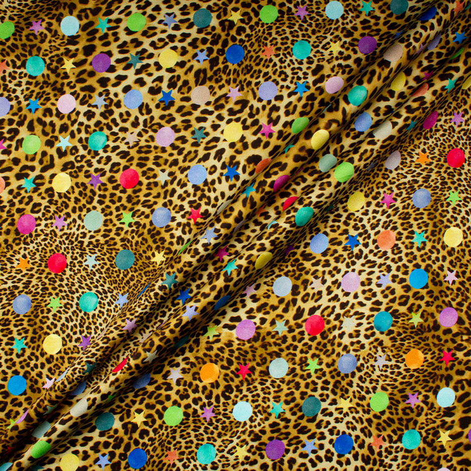 Small Stars & Spots Light Brown Animal Printed Cotton