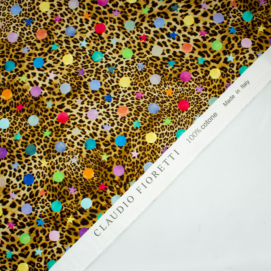 Small Stars & Spots Light Brown Animal Printed Cotton