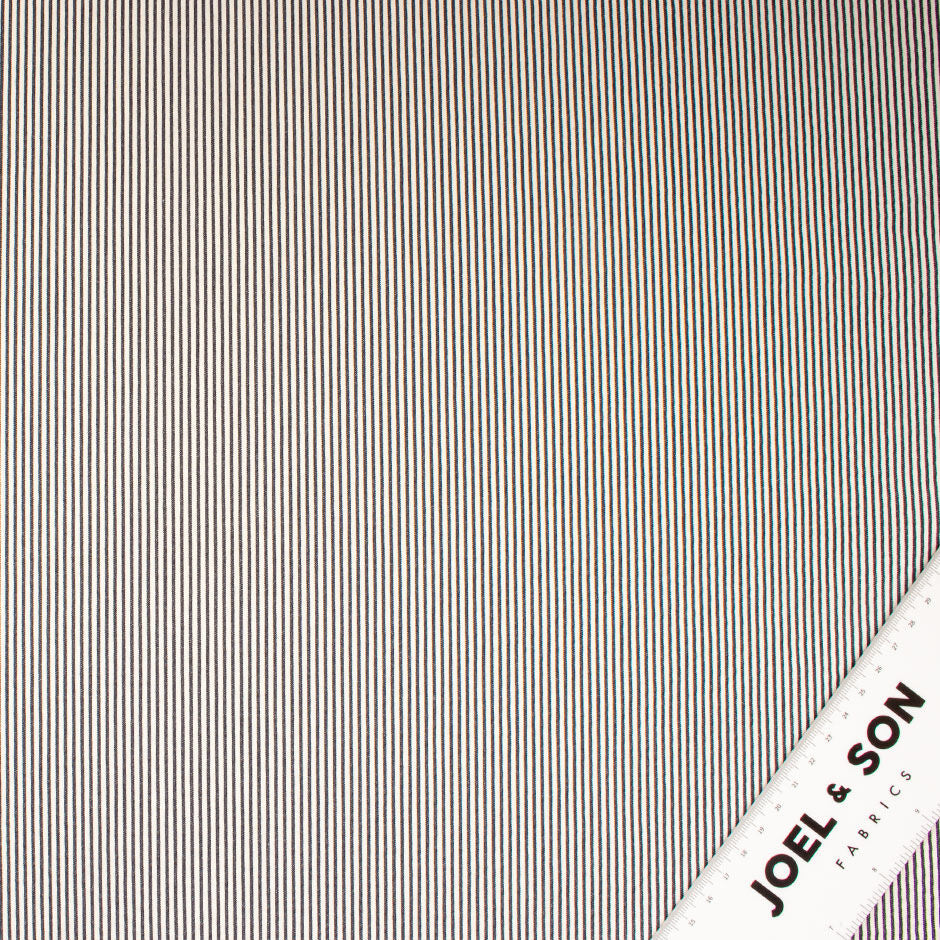 Dark Grey & White Candy Striped Pure Cotton Shirting