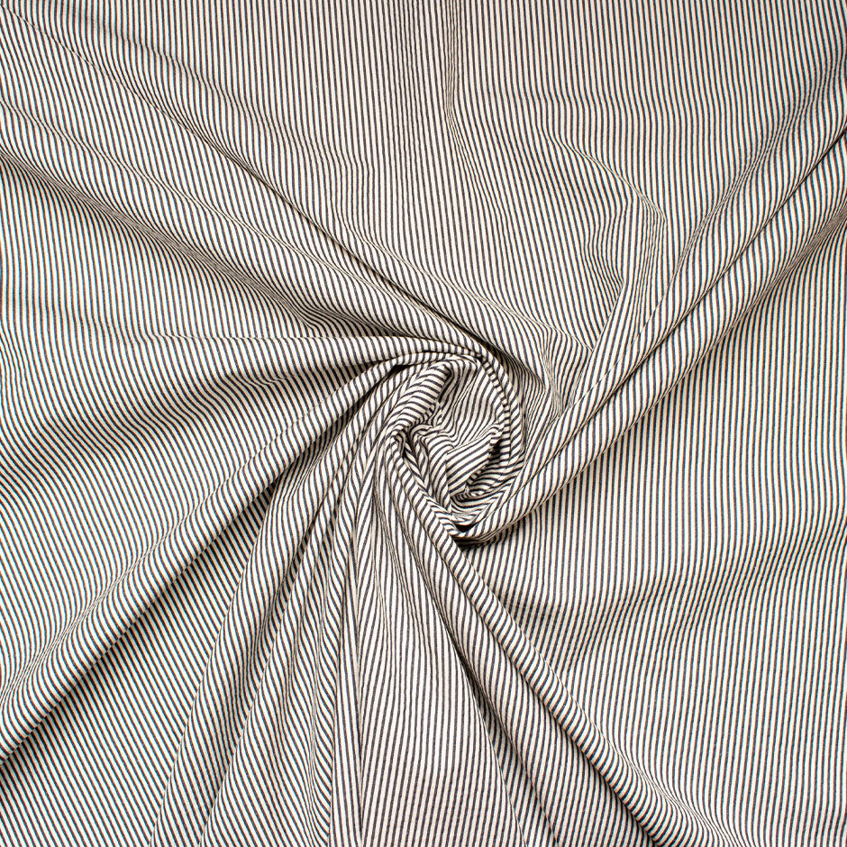 Dark Grey & White Candy Striped Pure Cotton Shirting