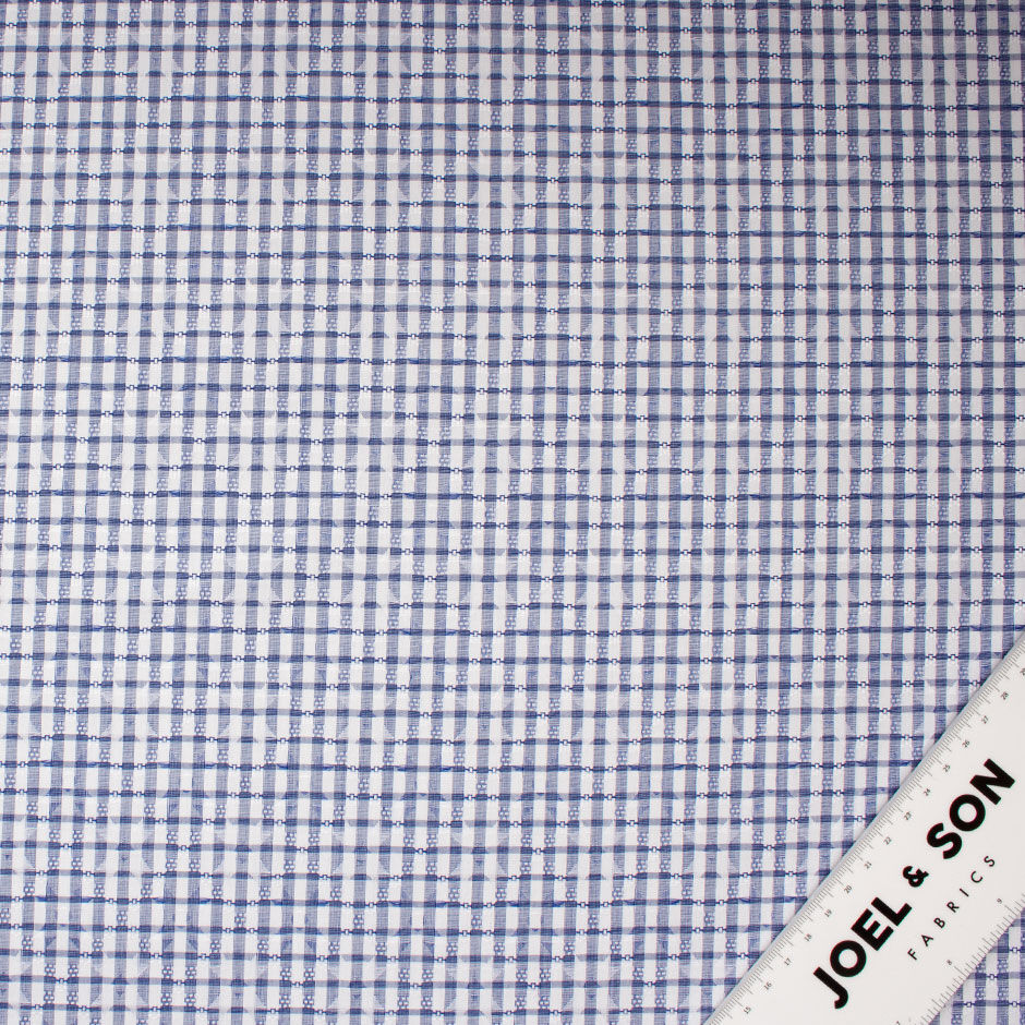 Blue & White Star Jacquard Cotton Shirting