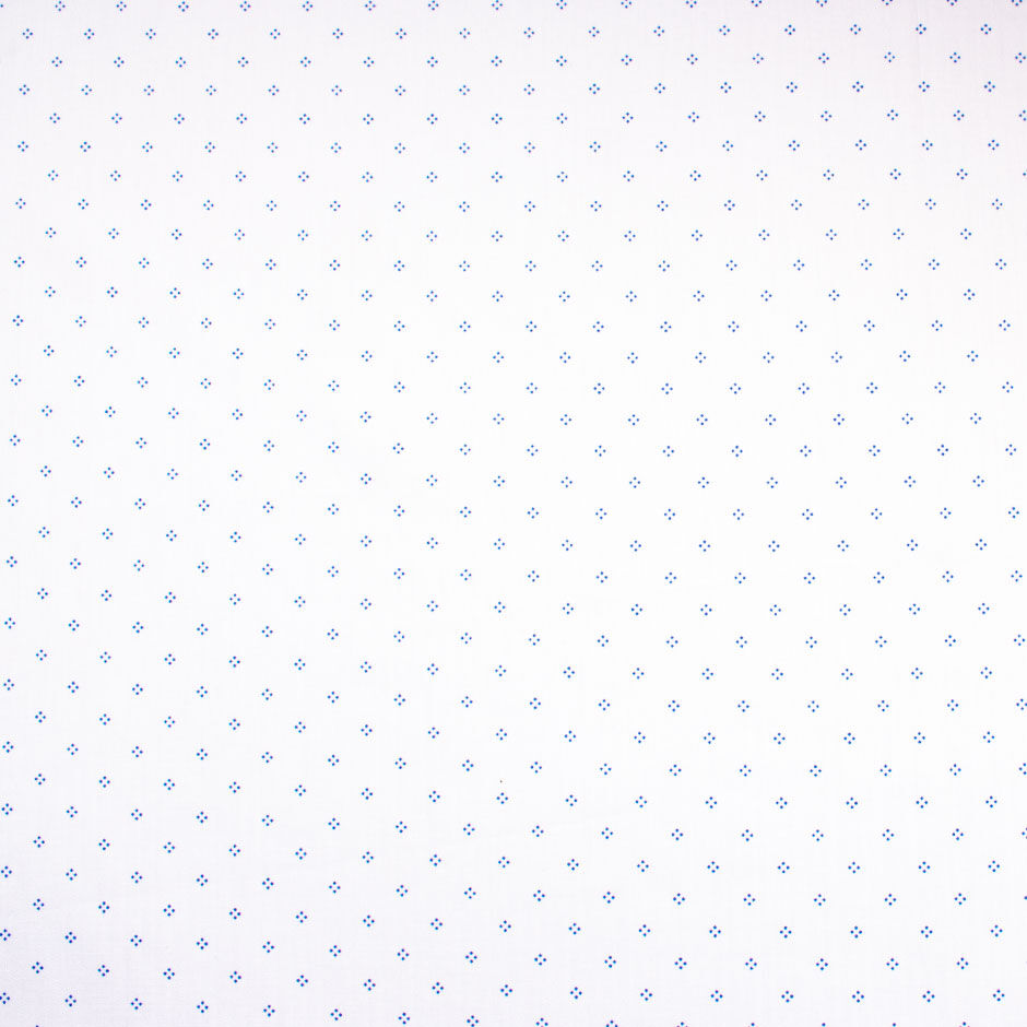 4 Blue Spot Printed White Cotton Shirting